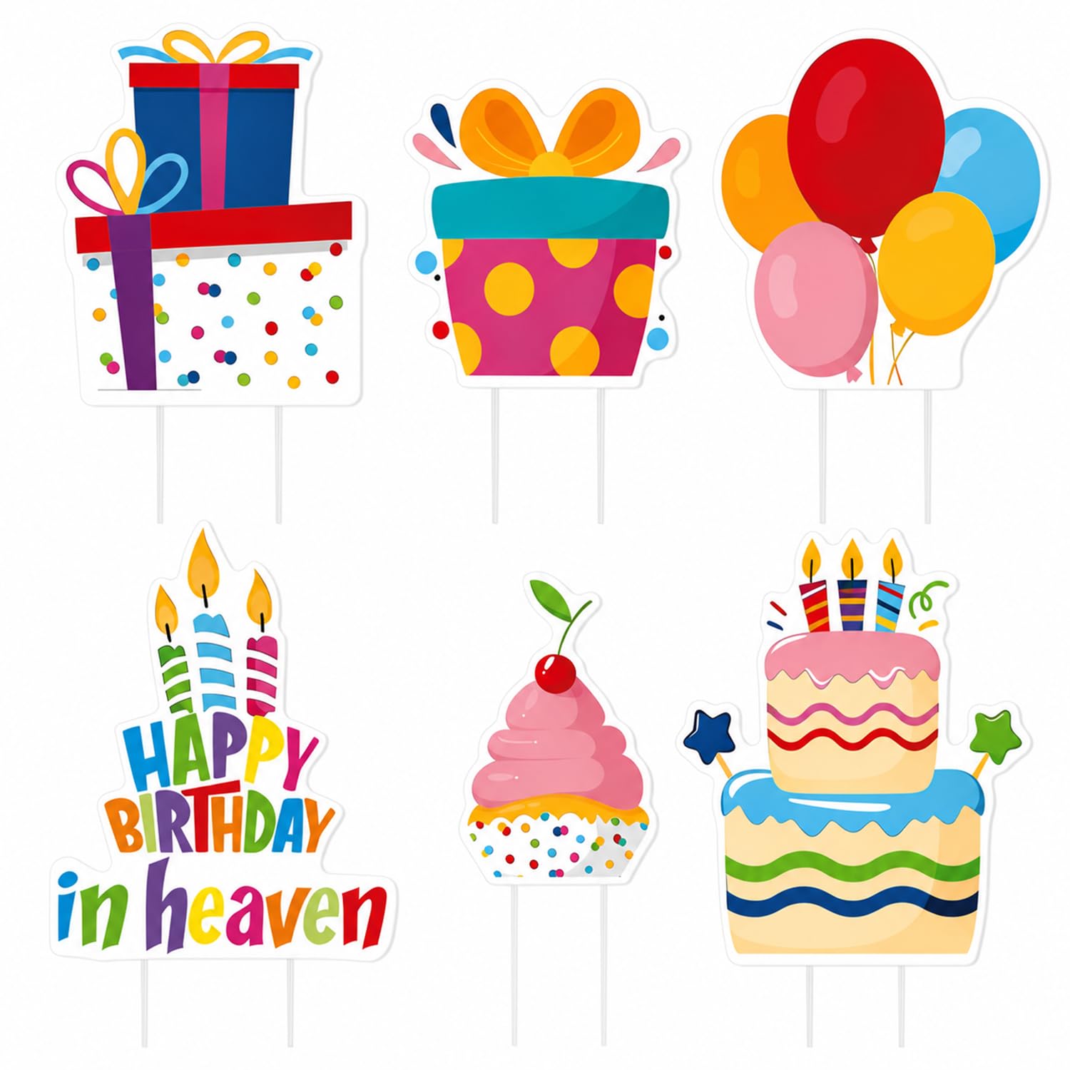 6pcs Happy Birthday in Heaven Grave Decorations