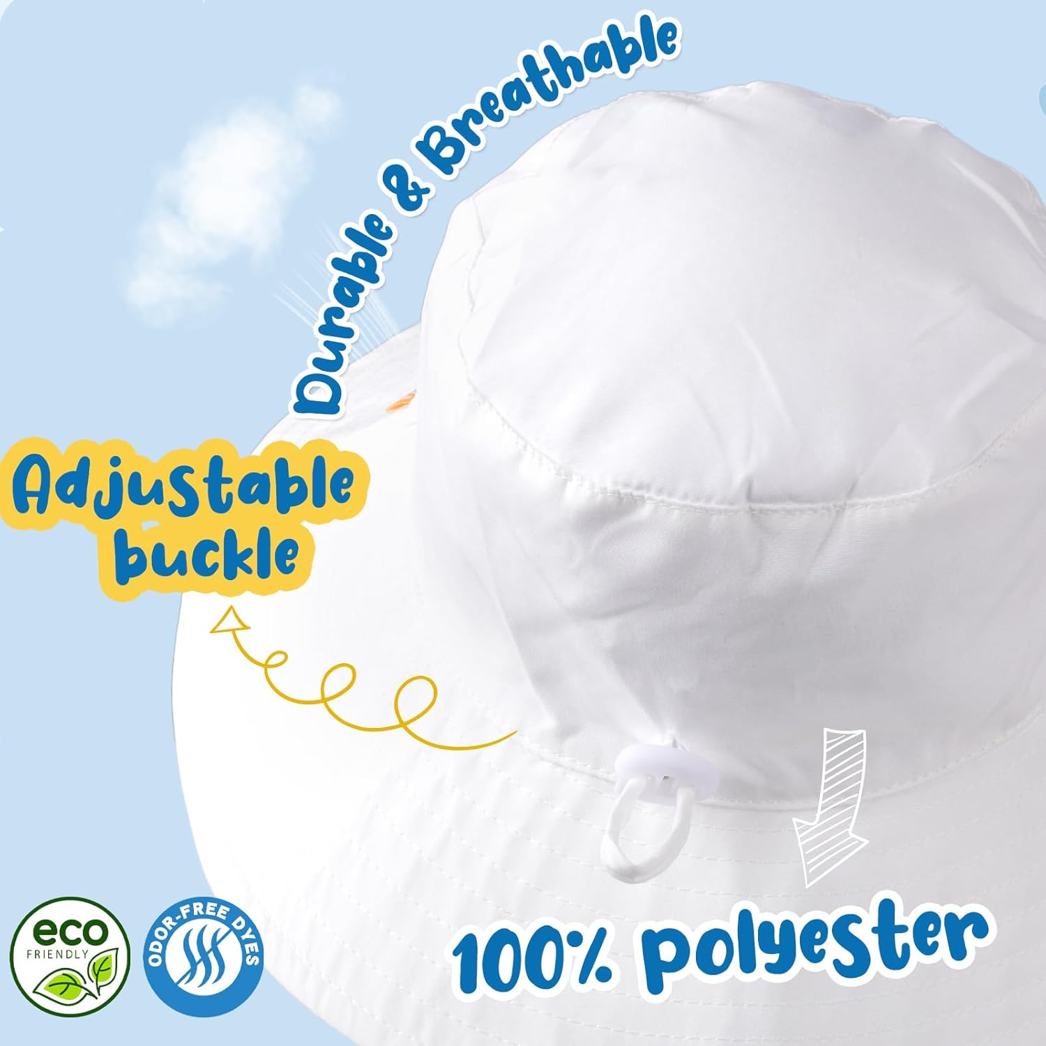 Baby Sun Hat Kids Summer UPF 50+ Toddler Bucket Hat Wide Brim Adjustable Beach Hats for Boys Girls Age 0-6 Years - Image 3