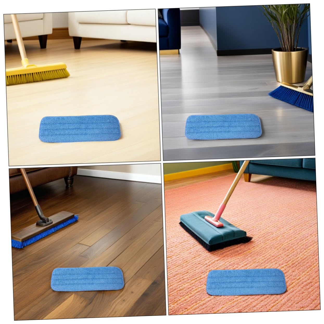10 Piezas Paños de Microfibra para Trapeador Plano Reutilizables y Lavables Recambios Absorbentes para Limpieza Húmeda y Seca de de Baldosa y Vinilo