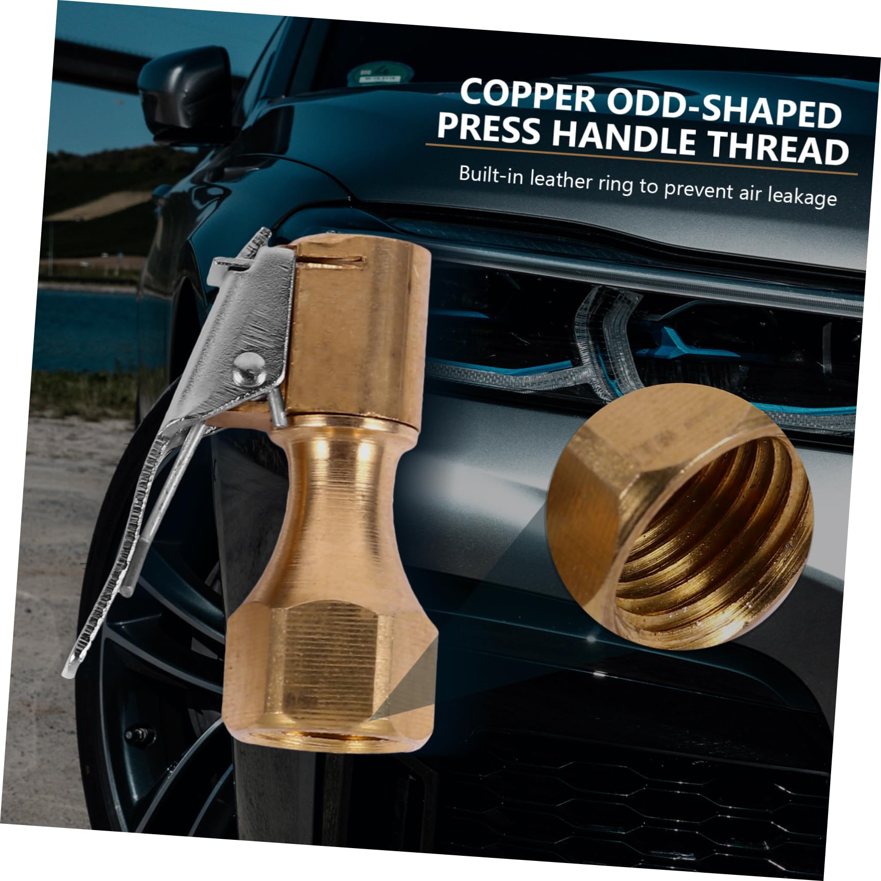 1/4-Inch Brass Air Chuck - Internal Thread Tire Inflator Nozzle With Double Adapter