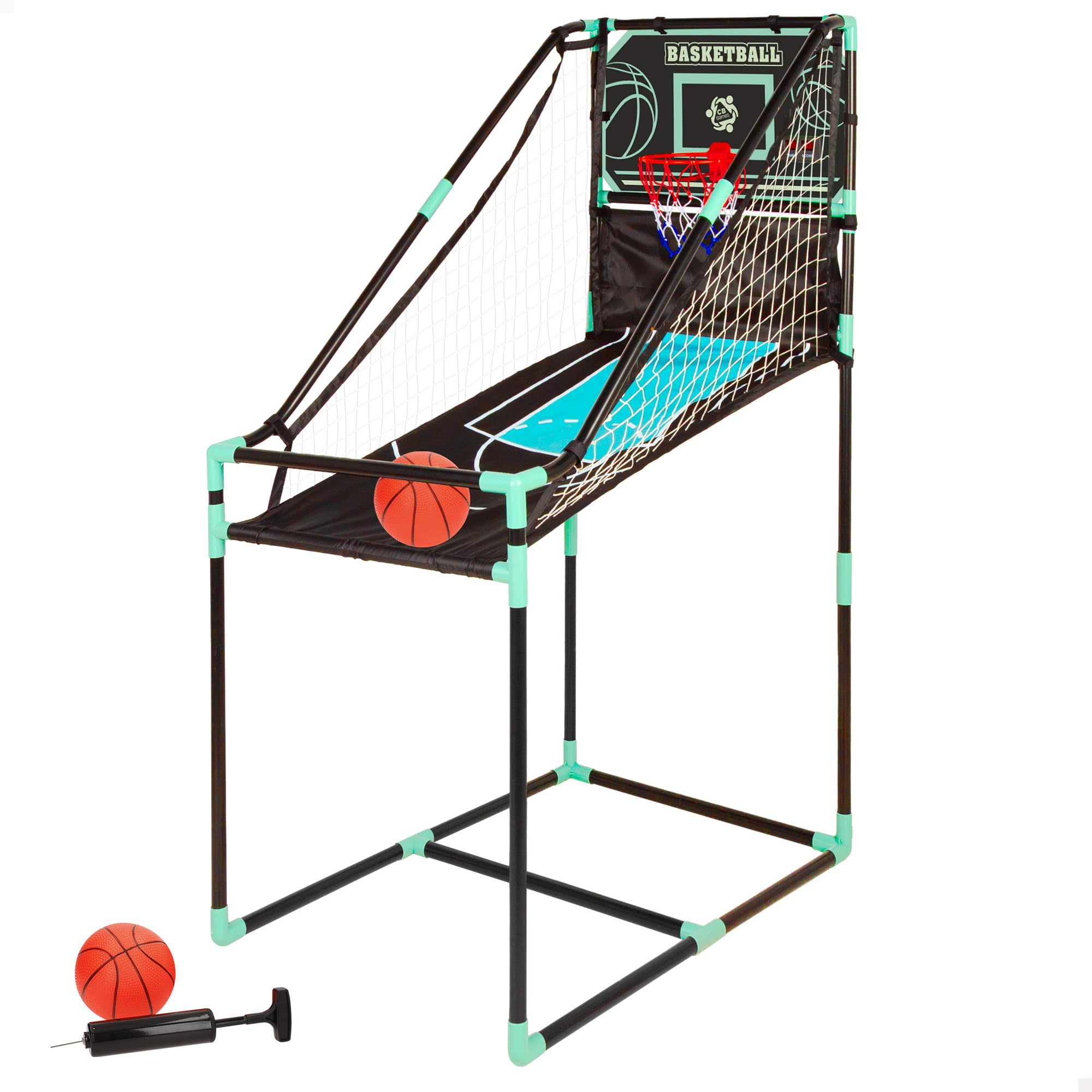 COLORBABY CB Games Canasta de Baloncesto con Marcador electrónico, Estructura metálica de 64 x 100 x 150 cm, Diseño Retorno, Incluye balones, Ideal para Jugar en Interiores Desde 3 años (47999)