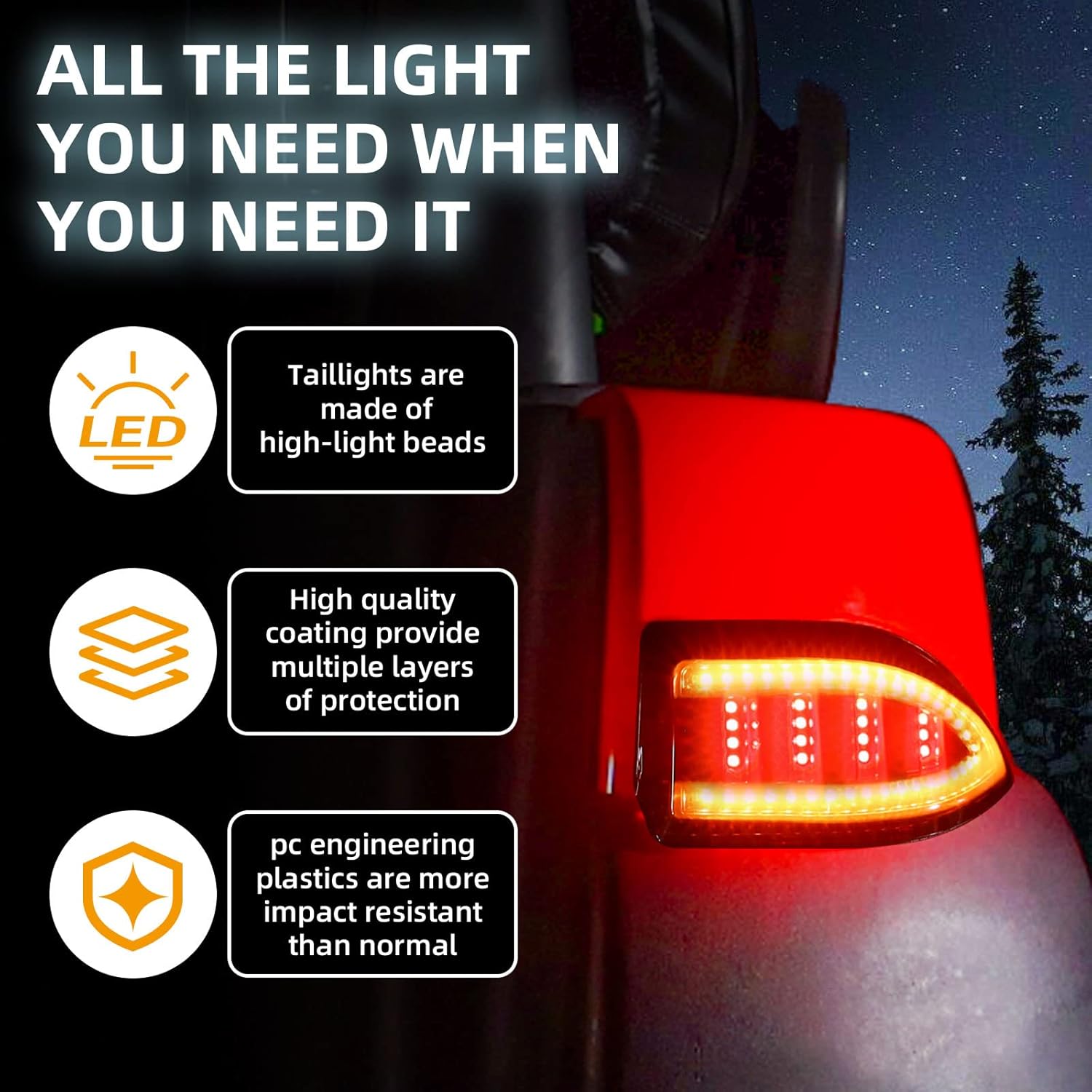 NOKINS Golf Cart LED Tail Lights for Club Car Tempo/Precedent, Deluxe Brake Light,12 Volt Universal Replacement Accessories Gas & Electric Models