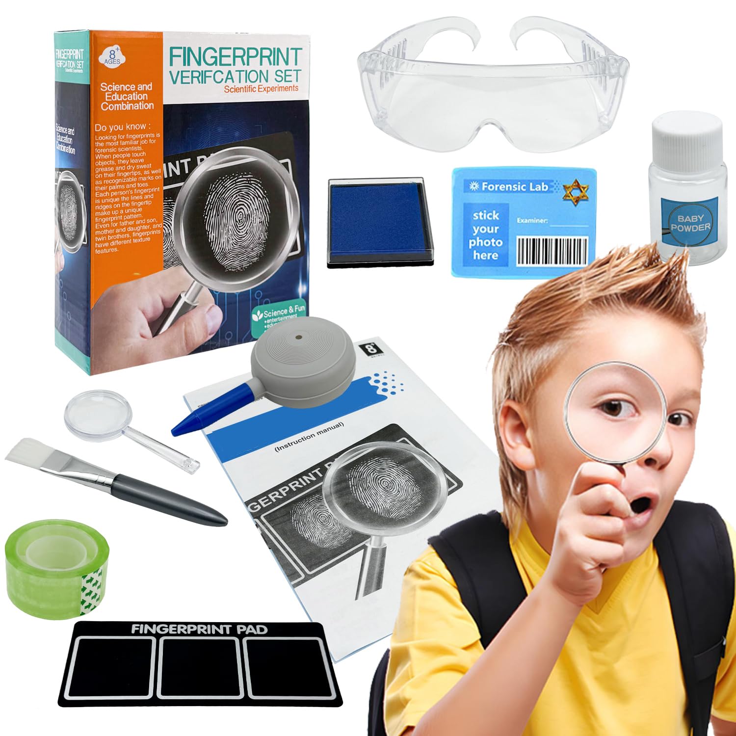 Best Spy Kit for Kids: Detective Fingerprint Lab - Fun Science Experiments, STEM Educational Toys Gift for 6-12 Year Old Boys & Girls