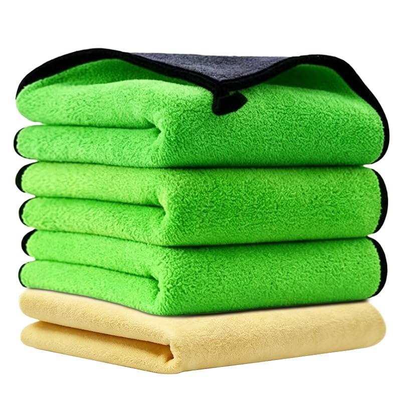 Panos de Microfibra para Limpeza Automotiva LTGABA Verdes, 30 x 40 cm, Kit com 4 unidades