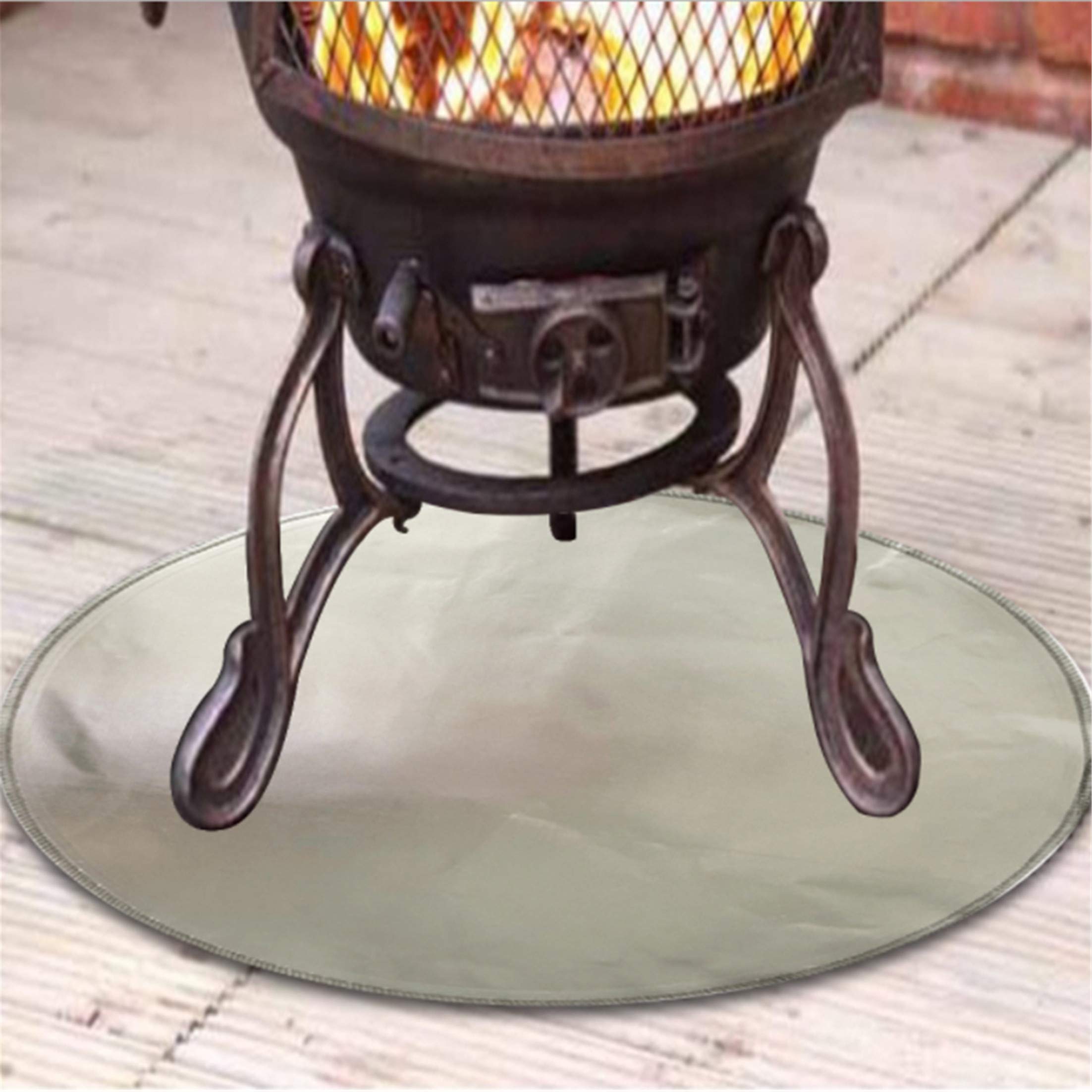 None/Brand Round Fire Pit Mat, 23.6'' Fire Pit High Temp Pad, Camping Fireproof Mat, Under Grill Mat Protector for Floor Deck