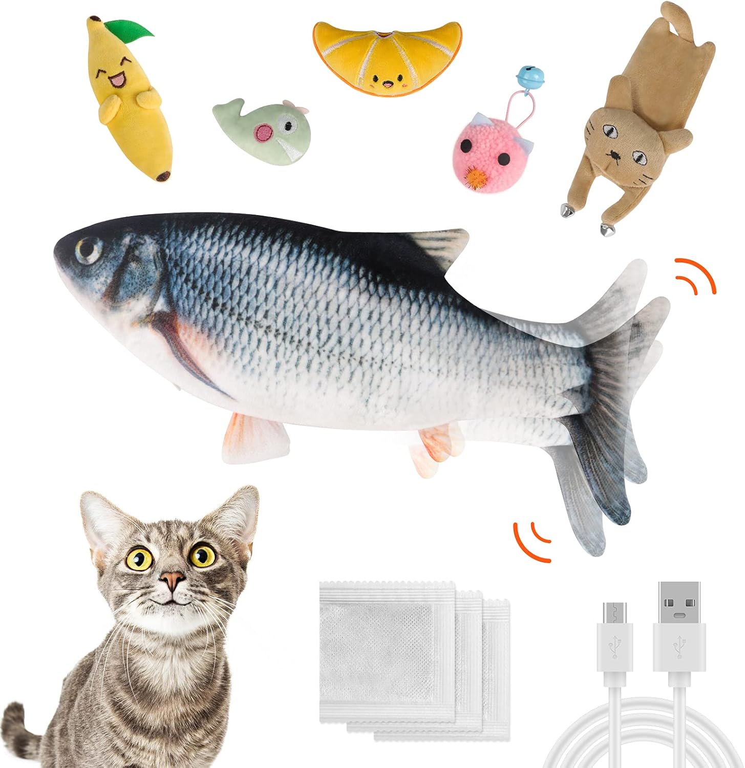 LOYY Cat Electric Flopping Fish Realistic Fish Moving Cat Vivid Moving Fish Toy