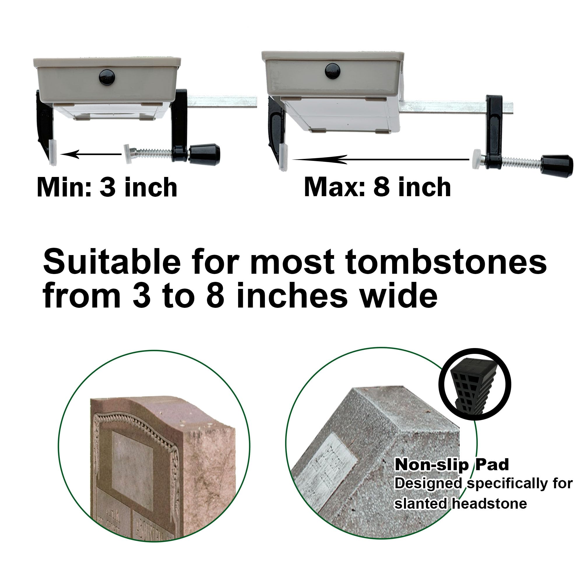 Cemetery Headstone Saddle, Grave Gravestone Monument Funeral Saddles - Weatherproof, Reusable, 2 Pack Graveyard Saddle, fit 3 to 8 Inches Tombstone, Great for Father's Day, Honor Veterans & Loved Ones