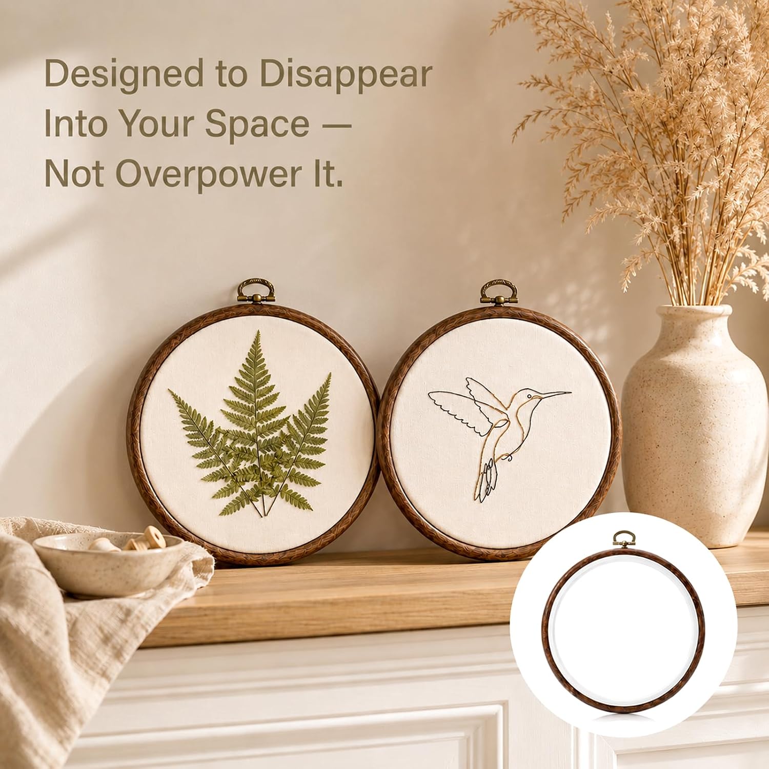 Dplolng 2 Pcs 6 Inch Embroidery Hoop,Faux Wood Embroidery Hoop Frame