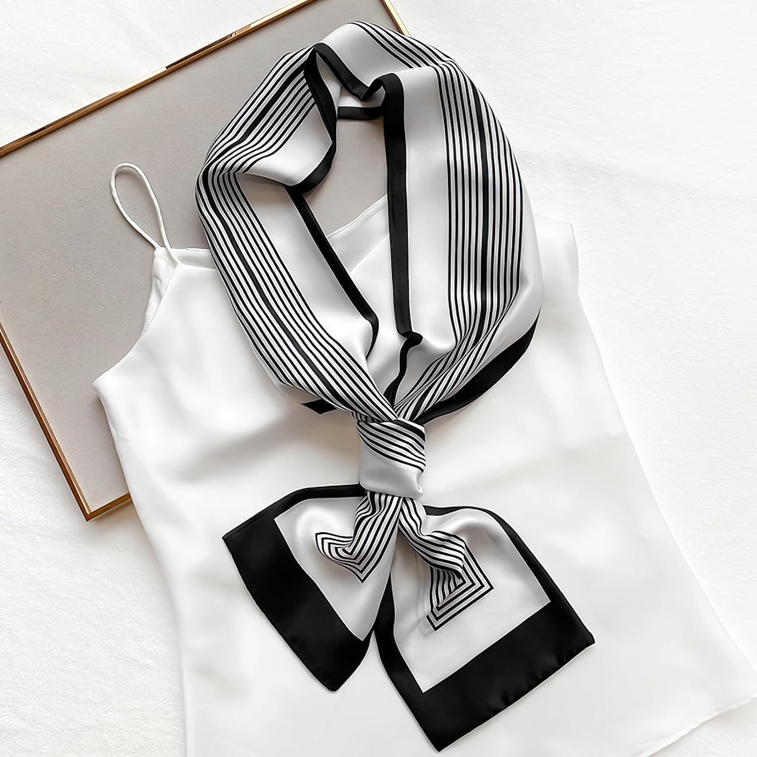vimate Hair Scarf for Women Fashion Satin Silky Feeling Neck Scarf Bag Purse Scarf for Handbag Handle Etc image 5