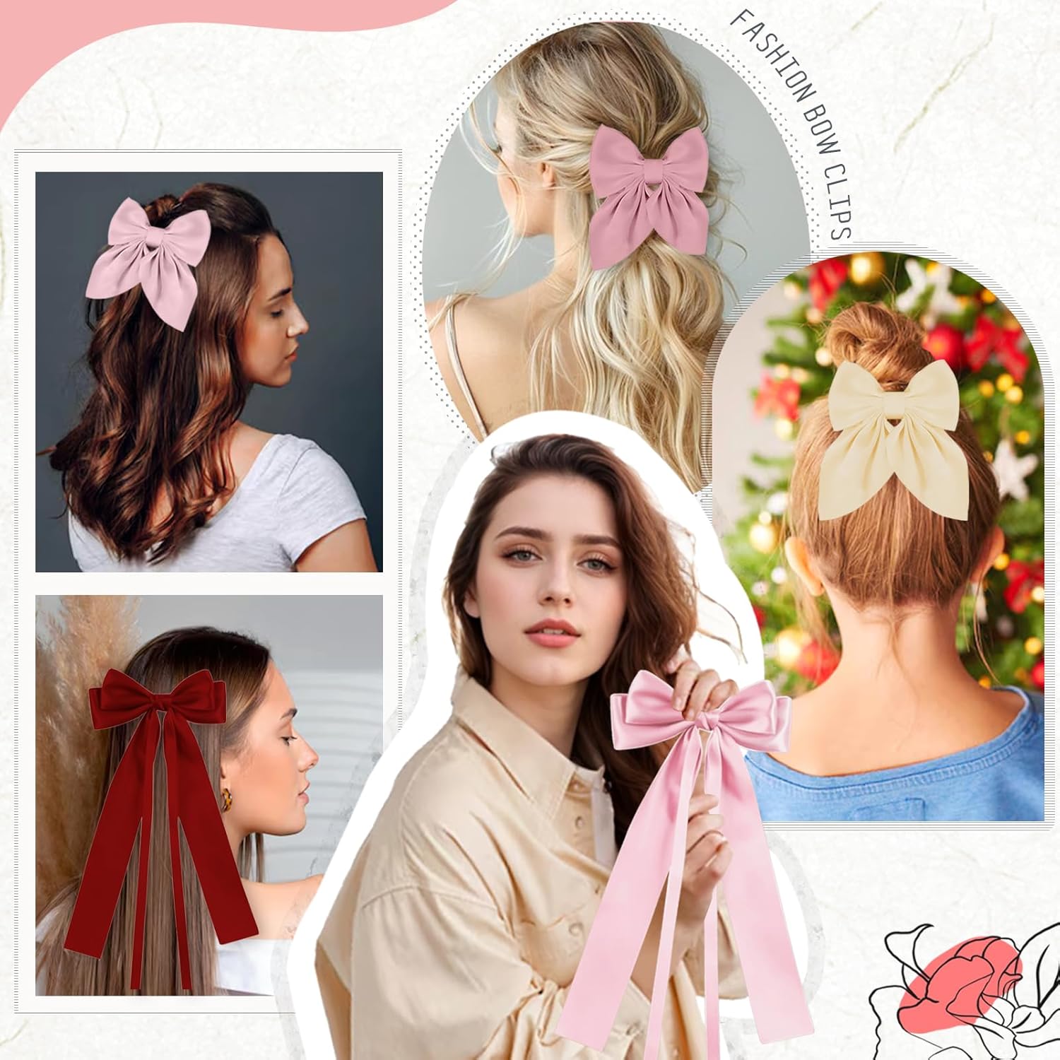 14 Pcs Hair Bows for Women, Bow Hair Clips with Long Tail, Coquette Bows Hair Ribbons, Big Hair Bow Hair Accessories for Women (Trendy Brown) - Image 5