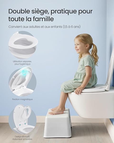 SONGMICS Abattant WC Forme O, Réducteur Enfant, Frein de Chute, Siège en Uréa-duroplast, Clipsable, Lunette de Toilettes Universel Familial, Installation Facile, Capacité 300 kg, Blanc BTL106WZ01 - 4
