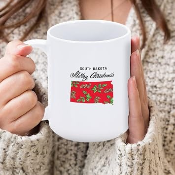 Personalized Ceramic Mugs Merry Christmas South Dakota State Ceramic Cups South Dakota Mug Mock Up Cup Mockup Xmas Gift Stocking Stuffer Mug Christmas Gift 15oz