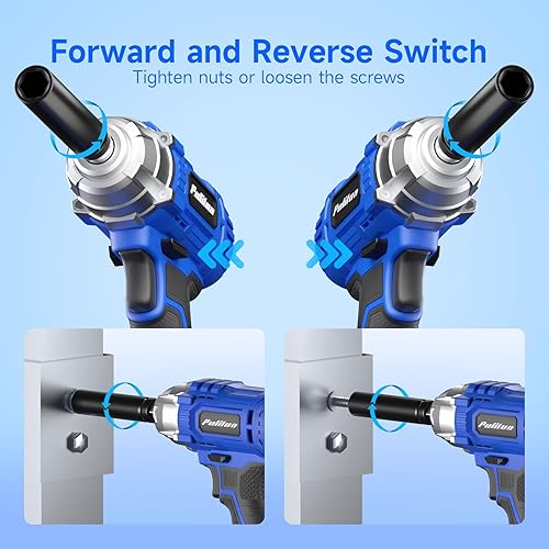 Miniatura 4 de PULITUO Llave de impacto inalámbrica de 12 pulgada, pistola de impacto de energía eléctrica de 20 V, diseño ligero, 2000 in-lbs de alto par, 3600