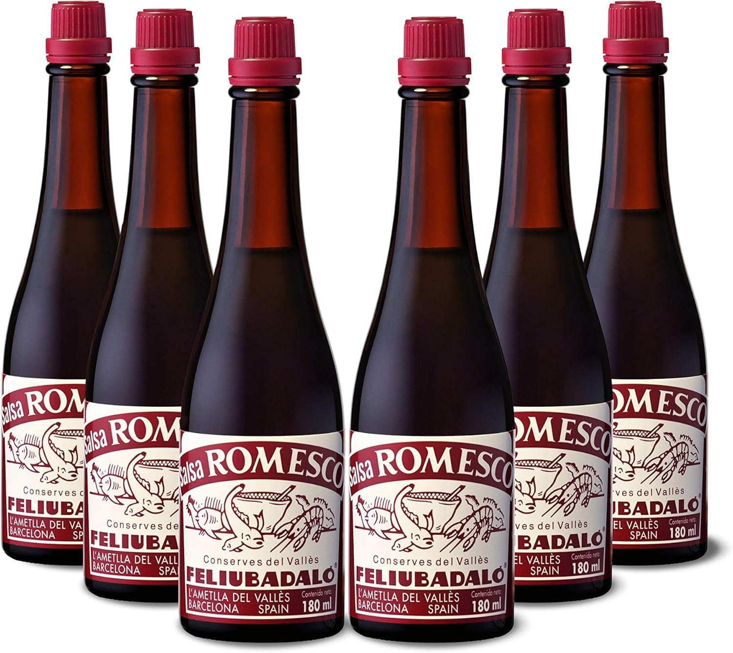 Feliubadaló - Salsa Romesco 180 ml (líquida sin frutos secos) - [Pack 6 unidades]