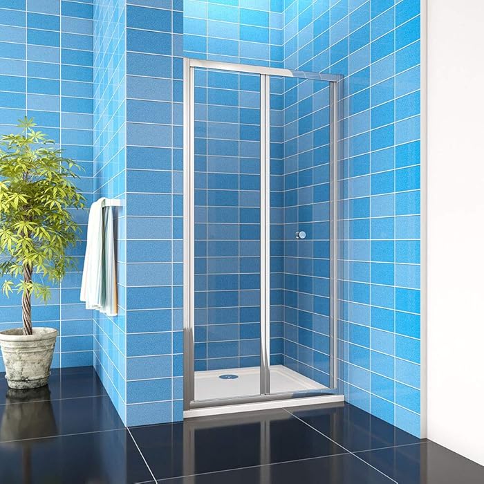 Buy Xinyang 900mm Bi Fold Shower Door Space Saving Inwards Opening ...