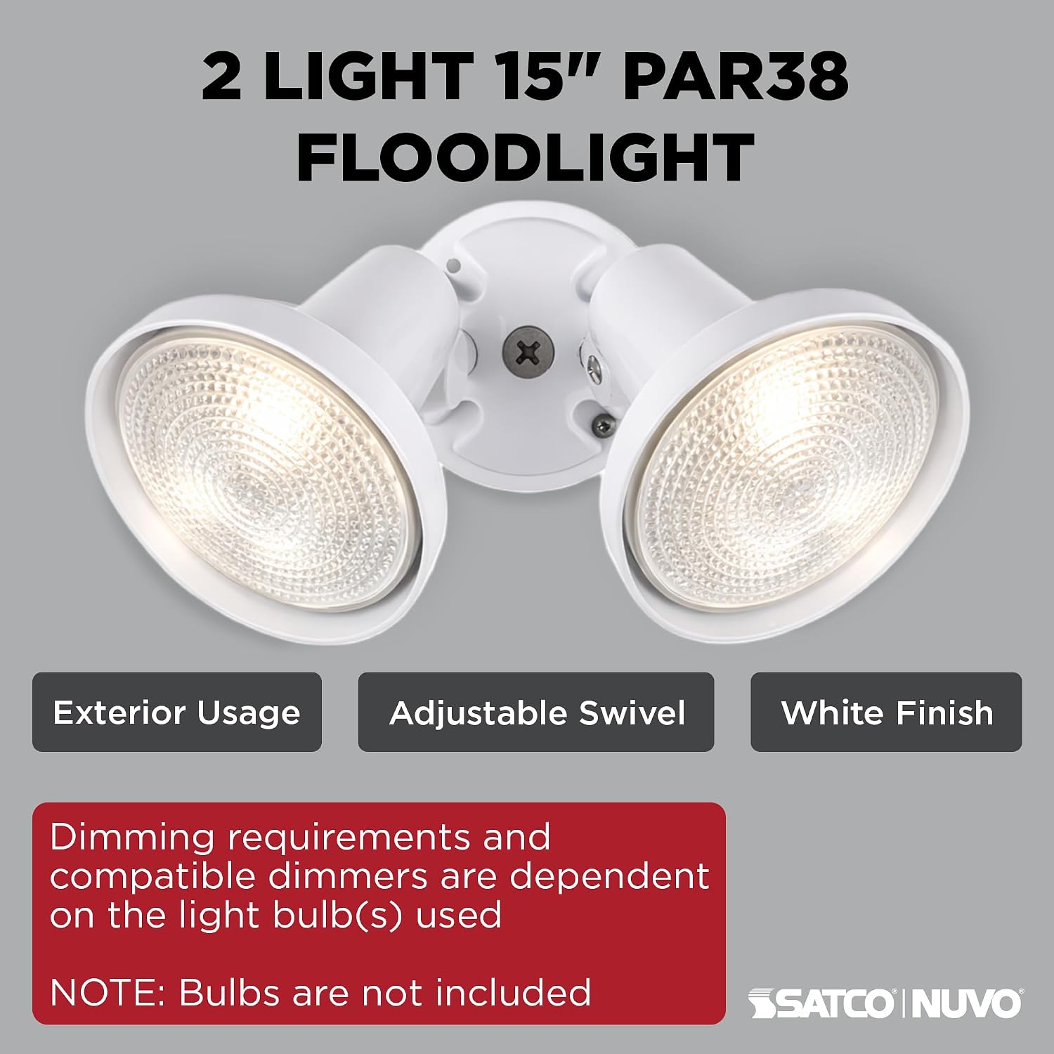 Nuvo Lighting SF77/488 2-Light PAR38 Twin Flood Light, White image 2