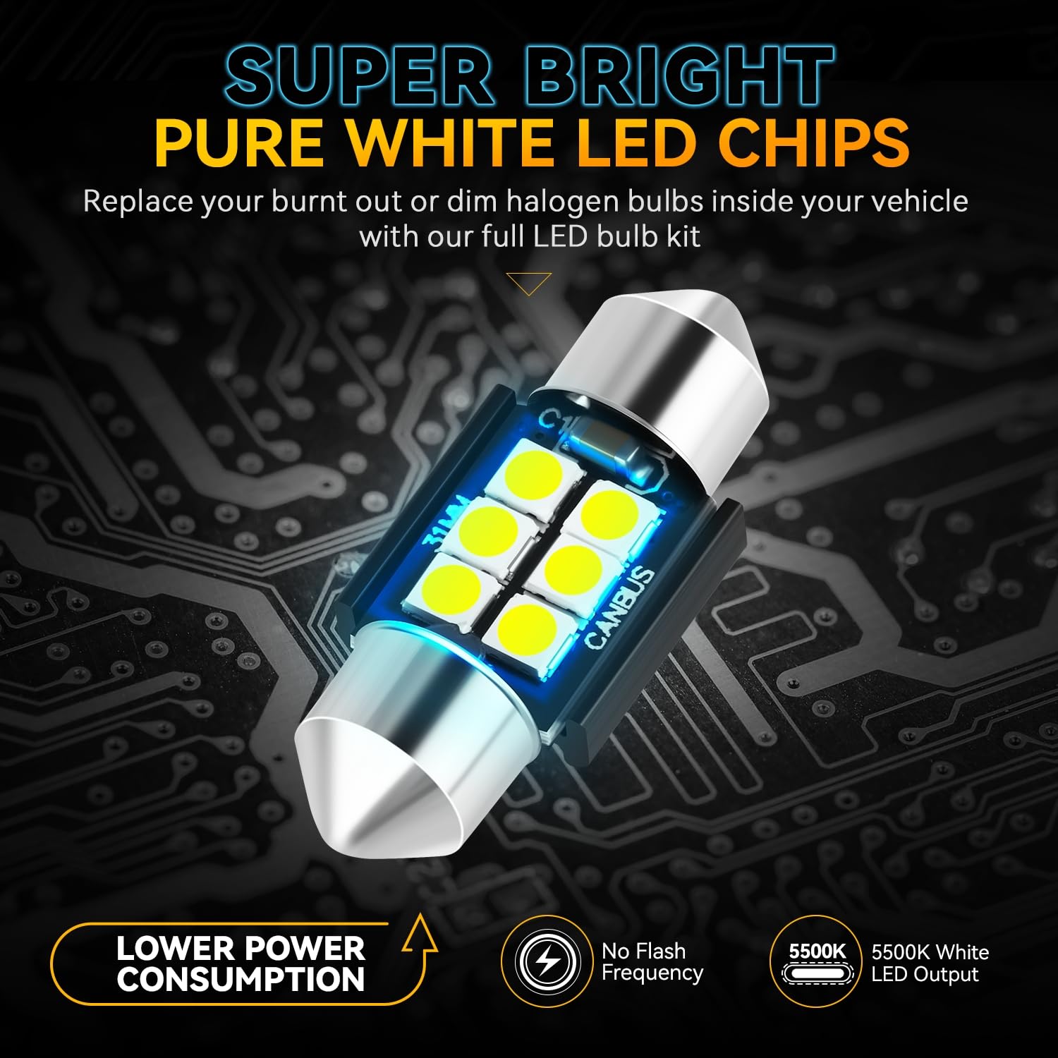 Auto Dynasty 10 Pieces 12V 5500K Interior Car Dome Map Cargo License Plate LED Light Bulbs Kit Compatible with Ram 1500 2500 3500 2019-2024 (2009-2024 (Classic))