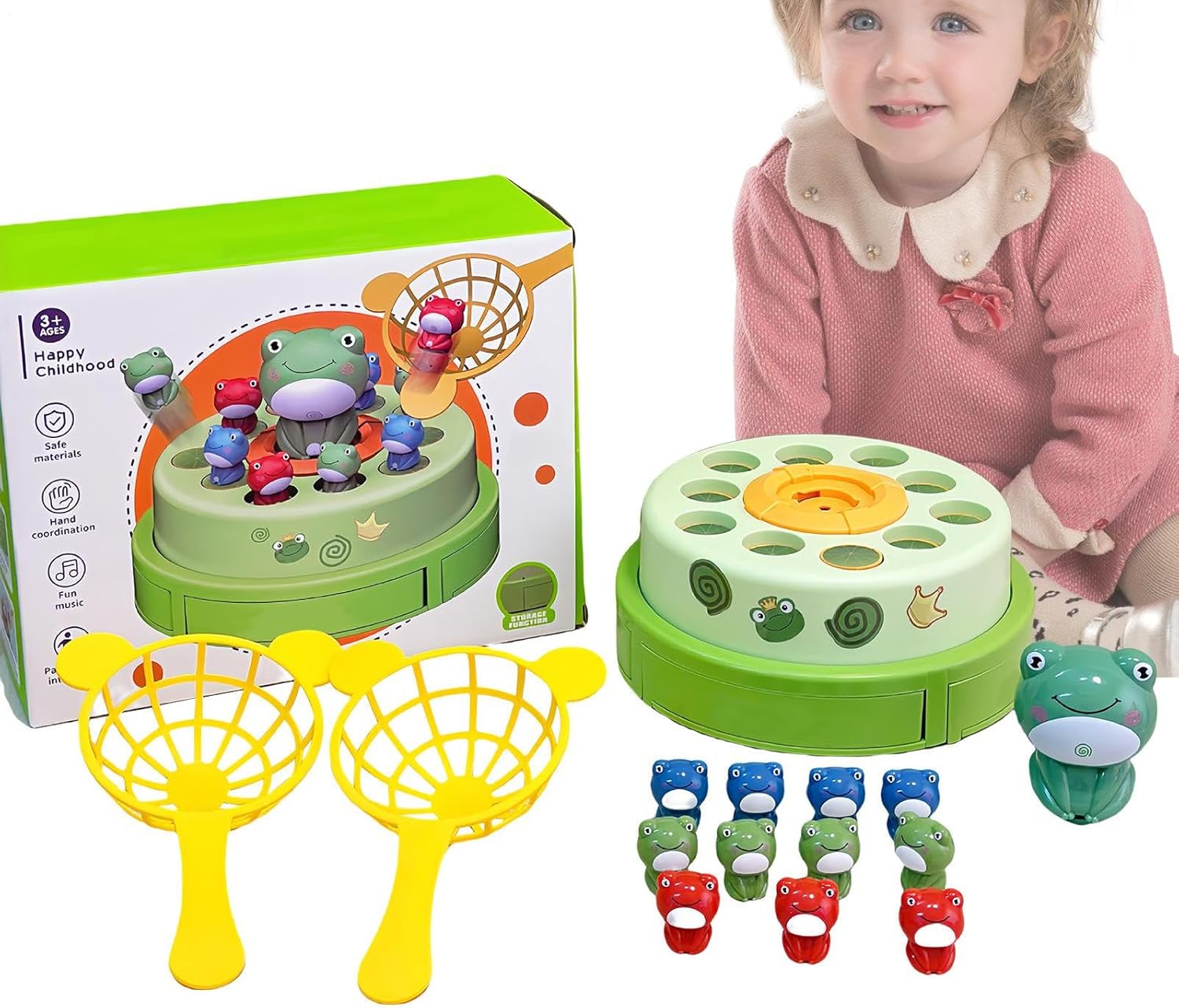 Whack a Frog Game - Electric Interactive Toys | Music Frog Jumping Game with Lights - for Youth Family Girls Boys Travel Home Classroom Playroom Birthday Party