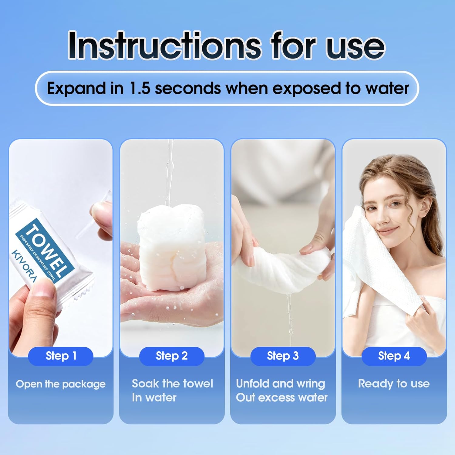 KIVORA Extra Thick Compressed Towel Tablets – Disposable Face Towels & Washcloths for Travel, Camping & Outdoor Use, 20 Pack Super Absorbent Cotton Towels for Emergency & Everyday Care - Image 7