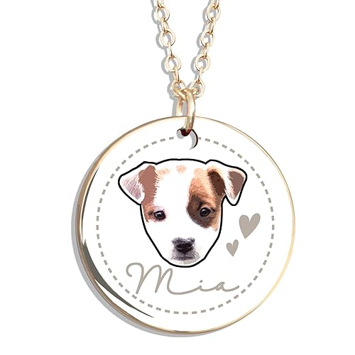 MignonandMignon Personalized Pet Portrait Necklace Handmade Jewelry Mother's Day Gift for Women Dog Color Portrait - U-LCN-AP-SL