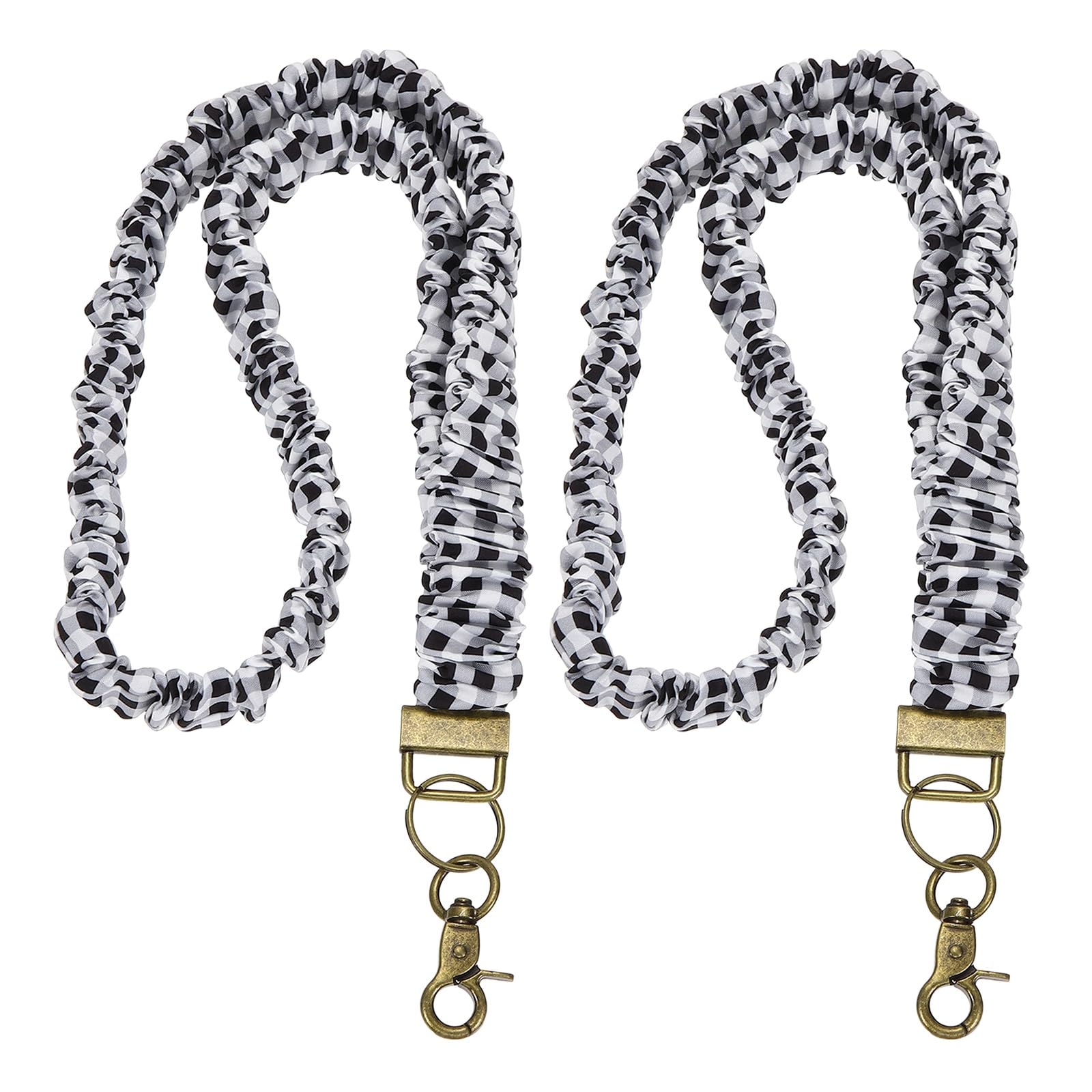 PATIKIL Scrunchie Lanyard Teacher,2 Pcs Stretchy Lanyards,Black-White-Grey