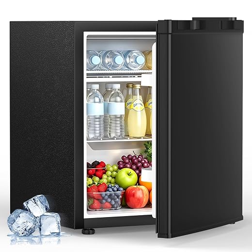 Electactic 2.5 Cu.Ft Mini Fridge with Freezer, Double-Door Compact Refrigerator, Adjustable Glass Shelves, Mechanical Thermostat & Leveling Feet, Space-Saving for Apartment/Dorm/Office, Black