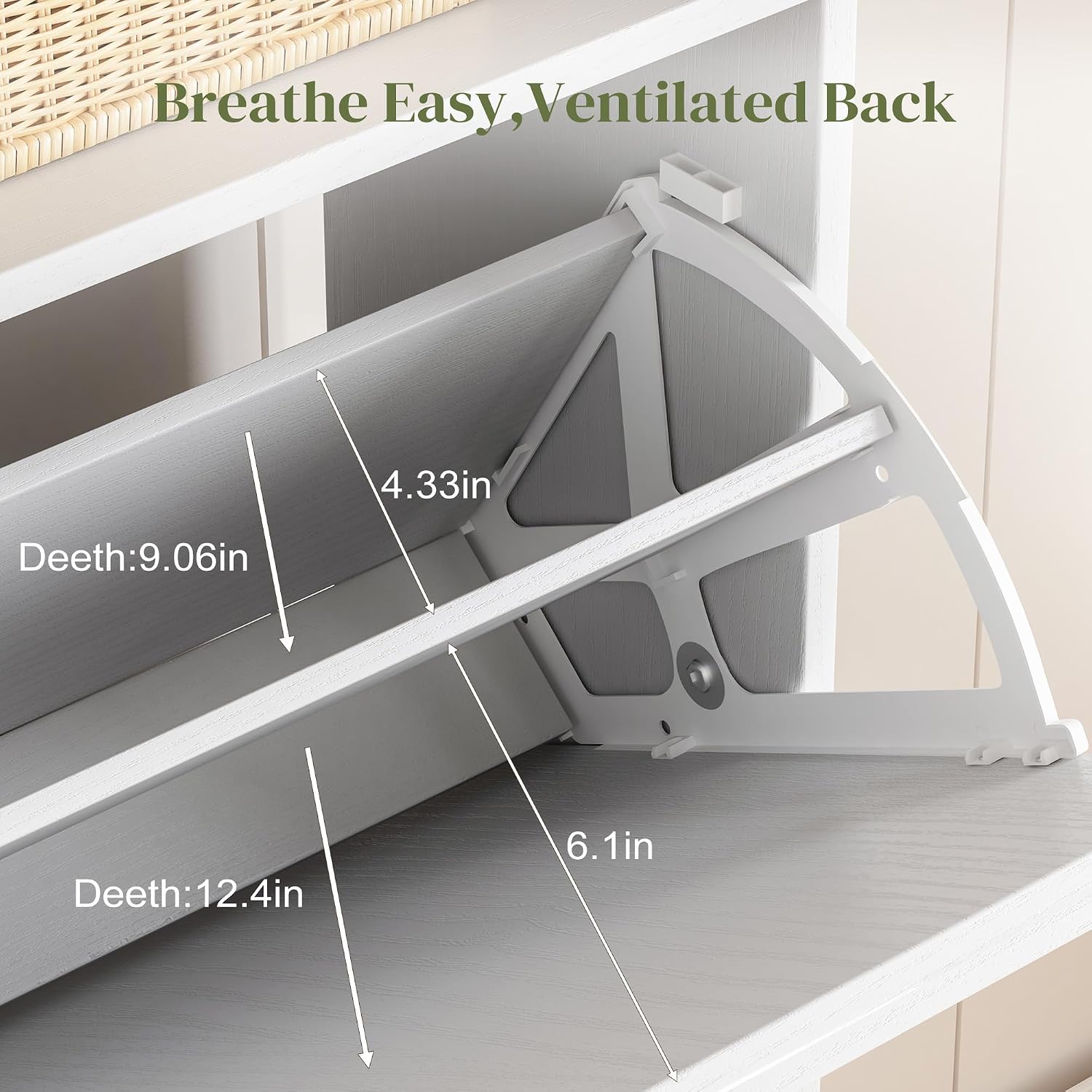 Shoe Storage Cabinet with 4 Flip Drawers, Sturdy Anti-Tip Design Shoe Rack Cabinet for Entryway, Hallway, Apartment (Rustic White)