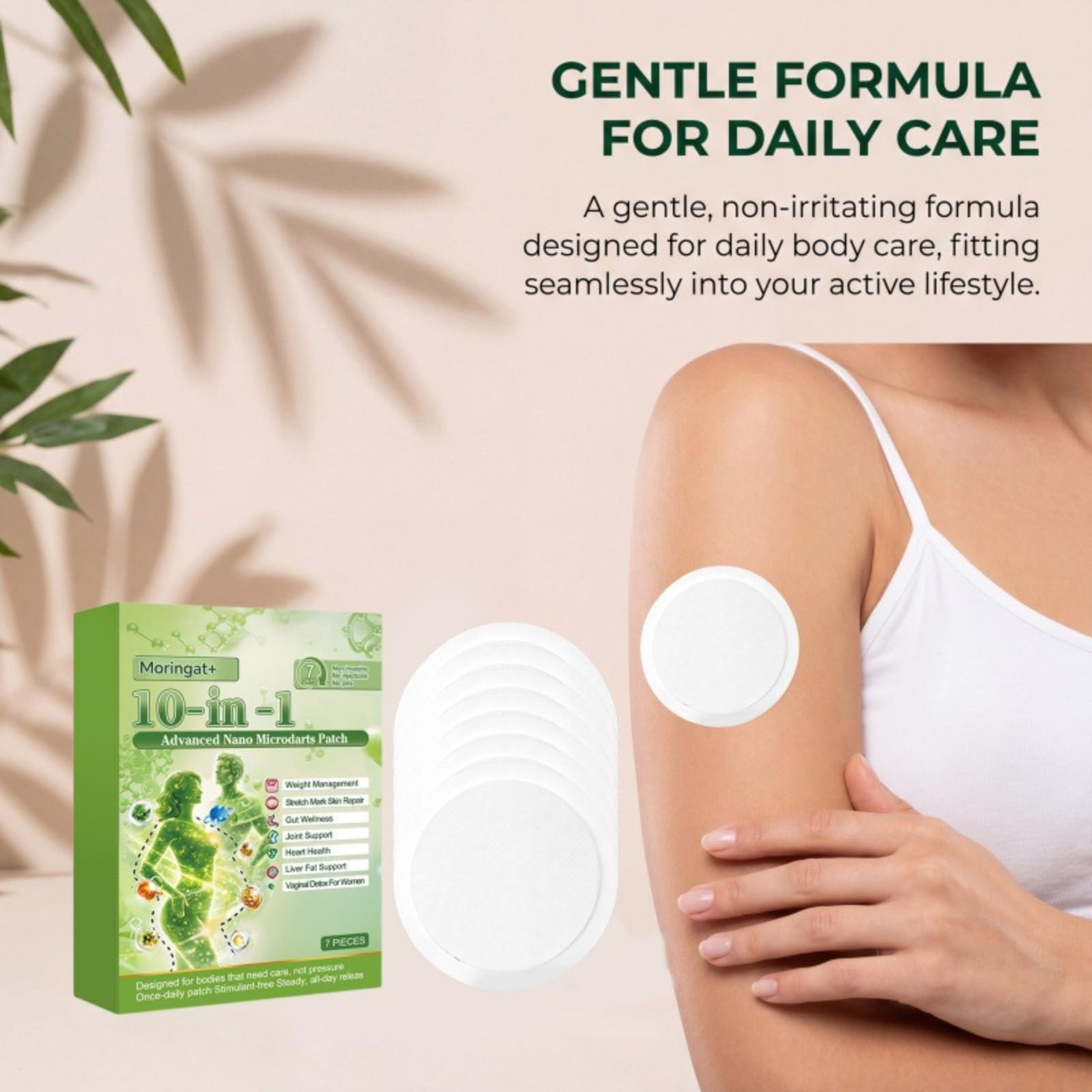 Moringa Patch dimagranti 10 in 1, Patch Nano Microneedle dimagrante con berina e nad+, ingredienti naturali, rassodante pelle, facile da applicare, ideale per uomini e donne