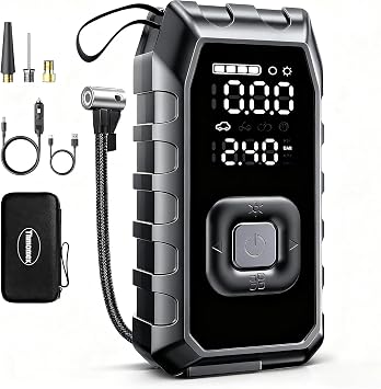 Portable Air Compressor Tire Inflator, 2X Faster Inflation Cordless Air Compressor, 20000mAh & 180PSI & Dual Cylinder, Electric Air Pump for Heavy-Duty Vehicles, Car, Motorcycle, Bike, Ball