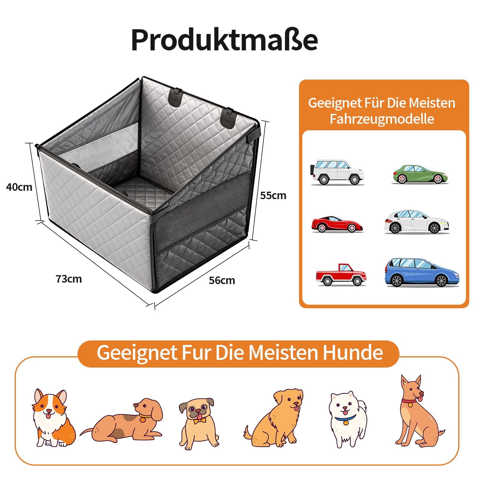 Hunde Autositz für Rückbank Extra Stabil Wasserdicht rutschfest Hundesitz Auto Mit 4 Befestigungsgurten Für Mittelgroße und Große Hunde