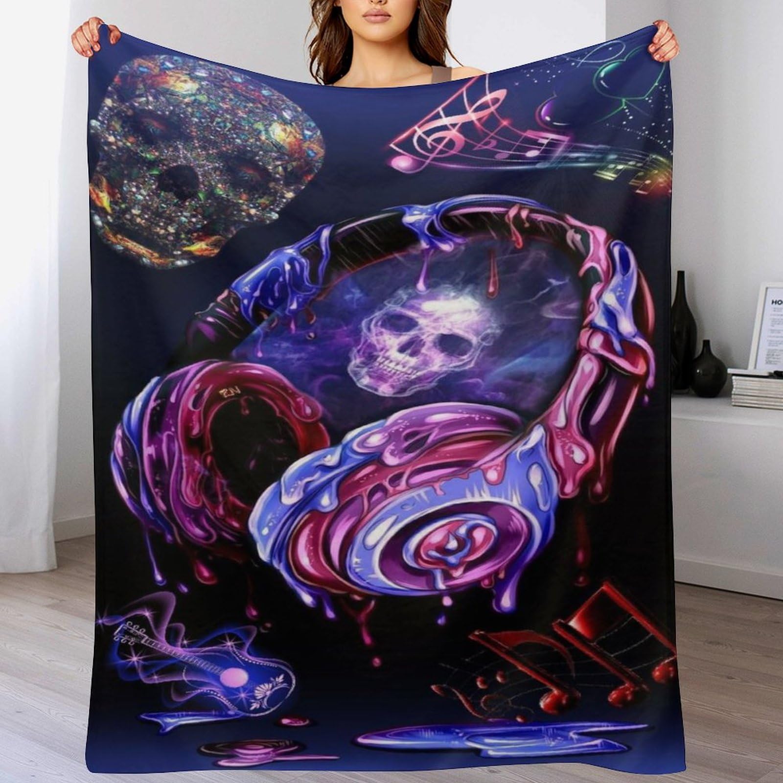Couverture pour enfants et adultes motif écouteurs : offrez un cocon de douceur en flanelle