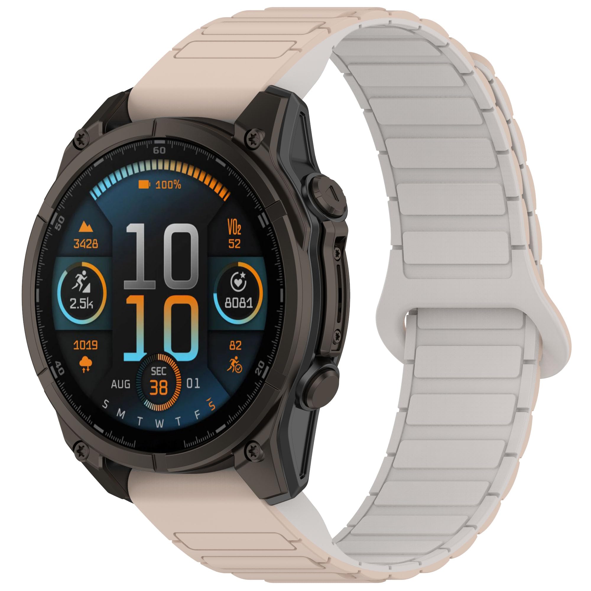 VeveXiao Rugged Magnetic Silicone Strap Compatible with Garmin Fenix 8 43mm/Fenix 7s/Fenix 5S/Fenix 6S,20mm Quick Fit Strong Magnet link Silicone Sport Replacement Strap Men Women (Starlight White)