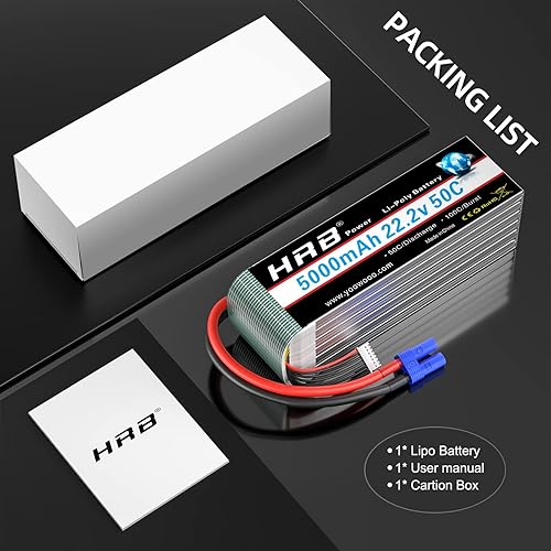 Miniatura 6 de HRB 6S 5000mAh Lipo Batería EC5 Soft Case 50C 100C 22.2V RC Lipo Batería Compatible para RC Quadcopter Avión 500 600 Helicóptero Coche Camión