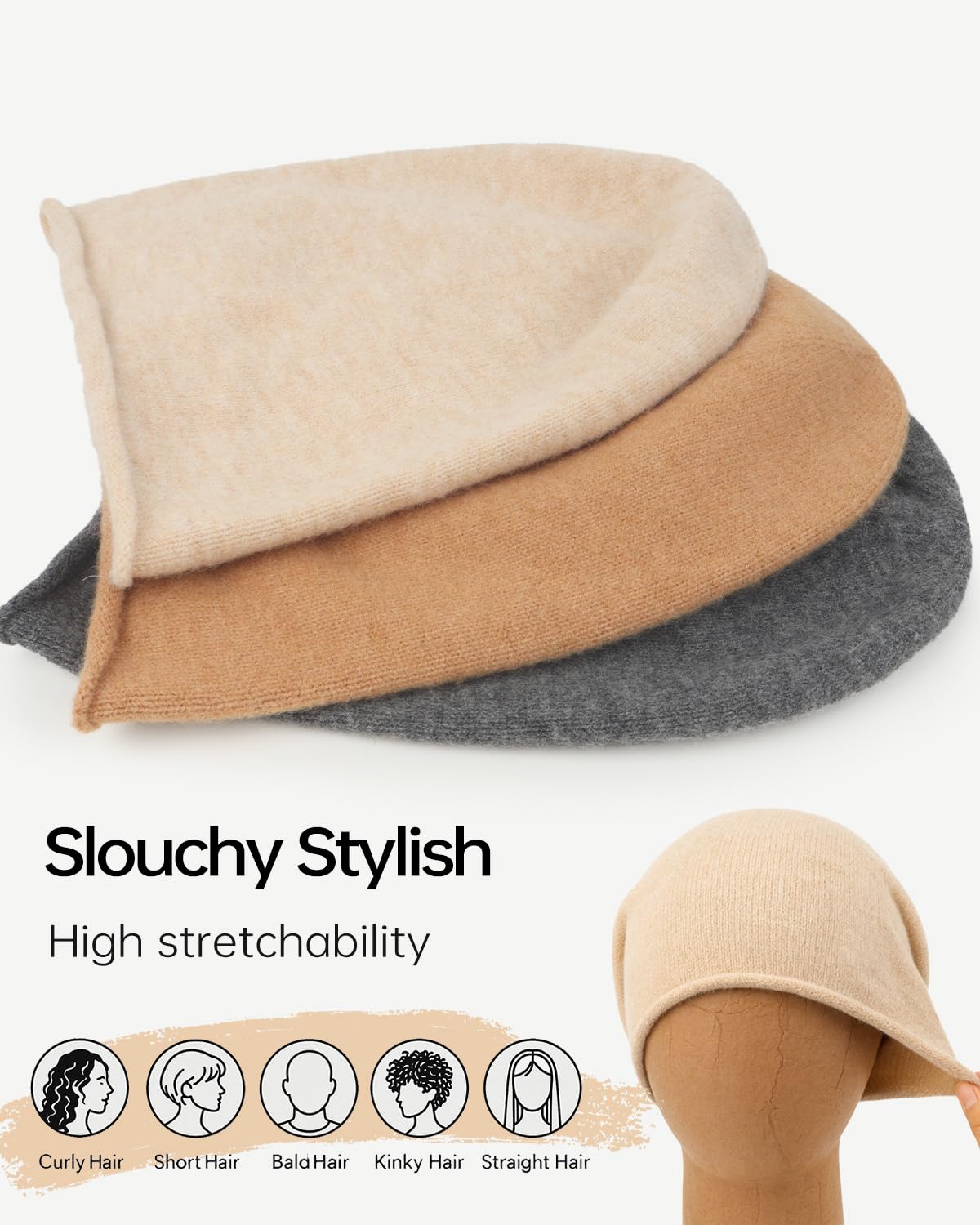 Zylioo XXL Oversize Slouchy Beanies per le donne uomini cappelli invernali morbido caldo Beanie cappello signore maglia Skull Cap | La maglia a basso ingombro è delicata su teste di dimensioni maggiori per il riposo notturno, il jogging e l'uso quotidiano