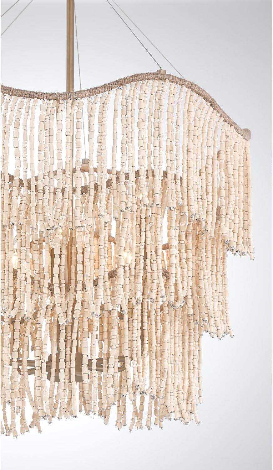 Savoy House 7-7520-6-17 Melia Bohemian Organic Wood Beads Pendant by Breegan Jane, 6-Light 360 Total Watts, 32" H x 22" W, Cypress