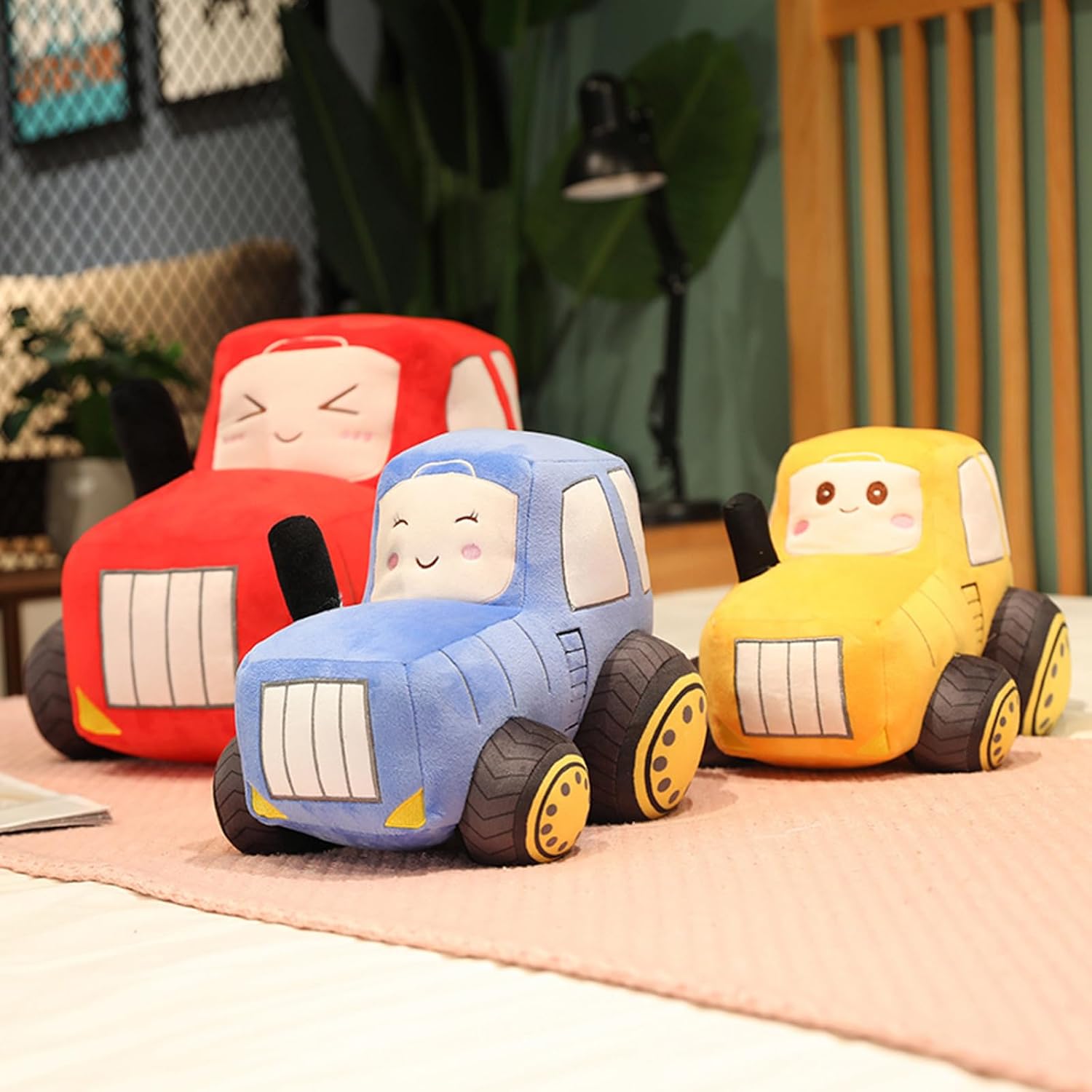 3D Tractor Throw Pillow HuggingTractor Plush Tractor Stuffed Animal Toys Tractor Pillow Sofa Cushion Tractor Gift for Kids Or Lovers(Blue)