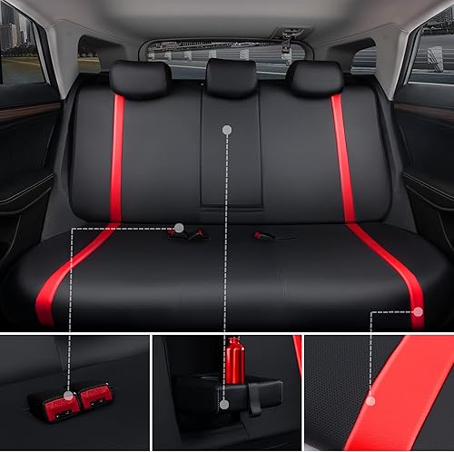 Miniatura 4 de CAR PASS Juego completo de fundas universales de cuero para asiento de automóvil, impermeables, duraderas, de piel sintética, protectores de 5