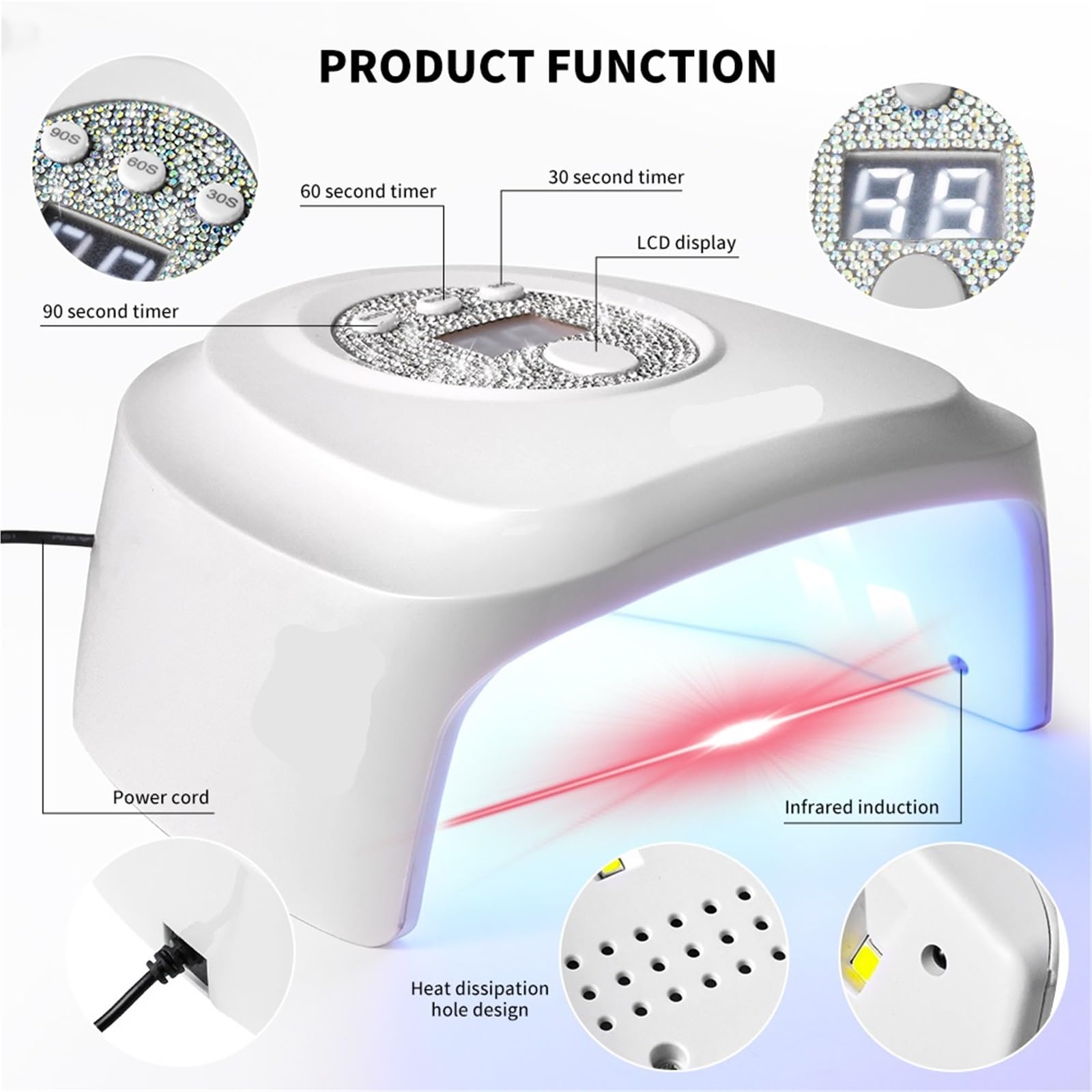 Lampa do paznokci, Zestaw 2 Lamp UV/LED Do Stylizacji Paznokci Z 24 Diodami LED, Szybkoschnąca Lampa 3 Trybami Timera, Wyświetlacz LCD, Narzędzia Żelowe,na podróż do domu(Pink)