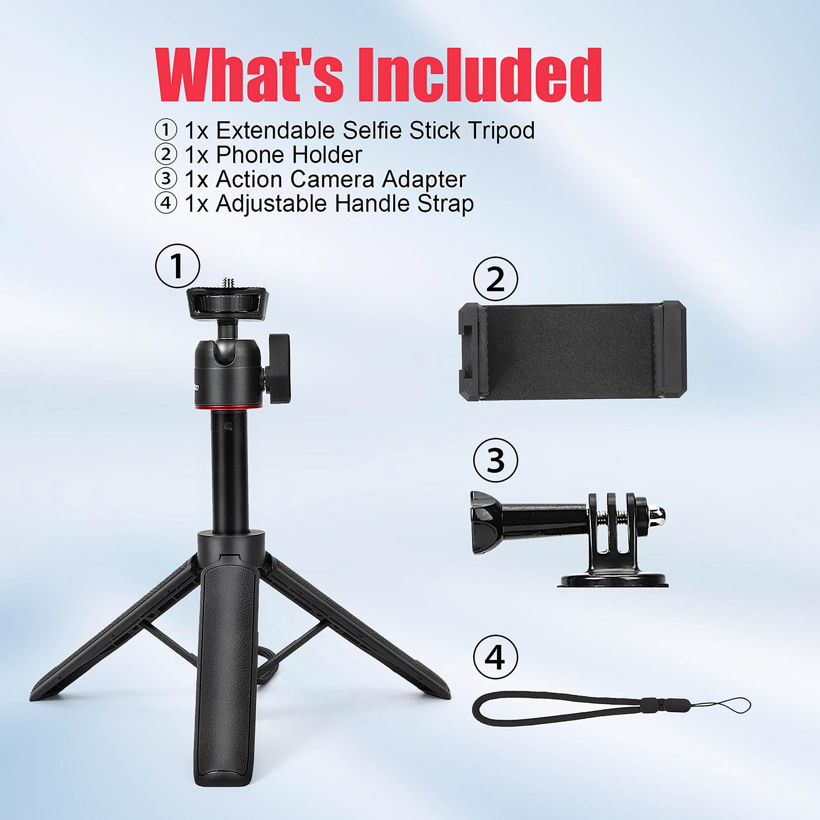 Soporte extensible para vlog, mini trípode para cámara de selfie, altura ajustable de 8 a 23.6 pulgadas, rotación de 360 grados, trípode de viaje ligero para vlogging, transmisión en vivo