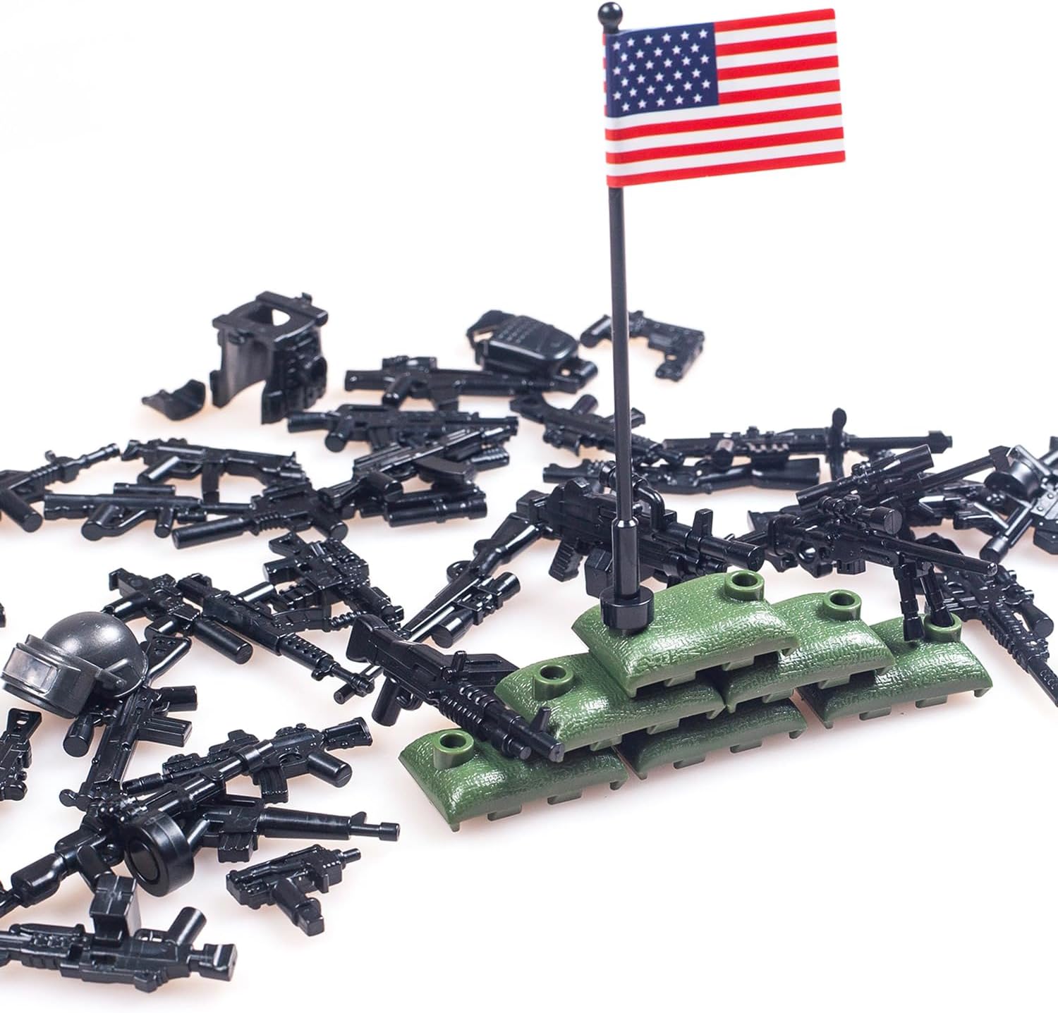 Weapons Pack Military Toy Accessories, U.S. Second Edition Weapons Include 50+ Pieces for Army Equipment Gear Sets Pieces, Compatible with Mini Figure of Major Brand