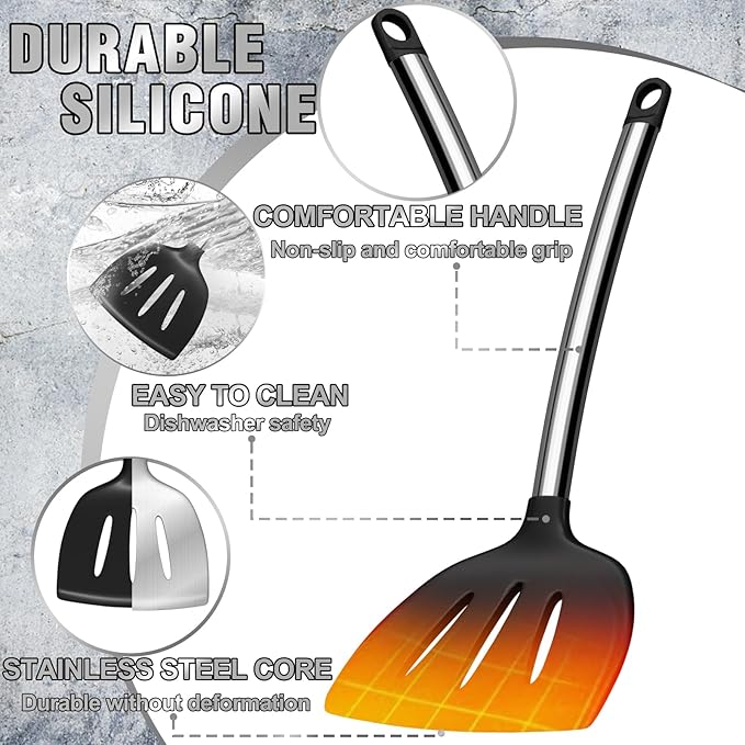 Kitchen Utensils Set-Umite Chef 34 Pcs Silicone Cooking Utensils Set for Nonstick Cookware-Silicone Spatulas Set, Stainless Steel Handle-Khaki Kitchen Gadgets Tools, Pots and Pans Accessories