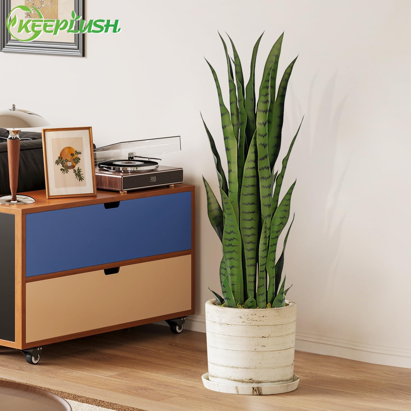 künstliche Sansevieria 90cm 2 Stück künstliche Pflanzen wie echt - Kunstpflanzen groß für den Innen- und Außenbereich, ideal zur Dekoration von Veranden, Terrassen und Homeoffices
