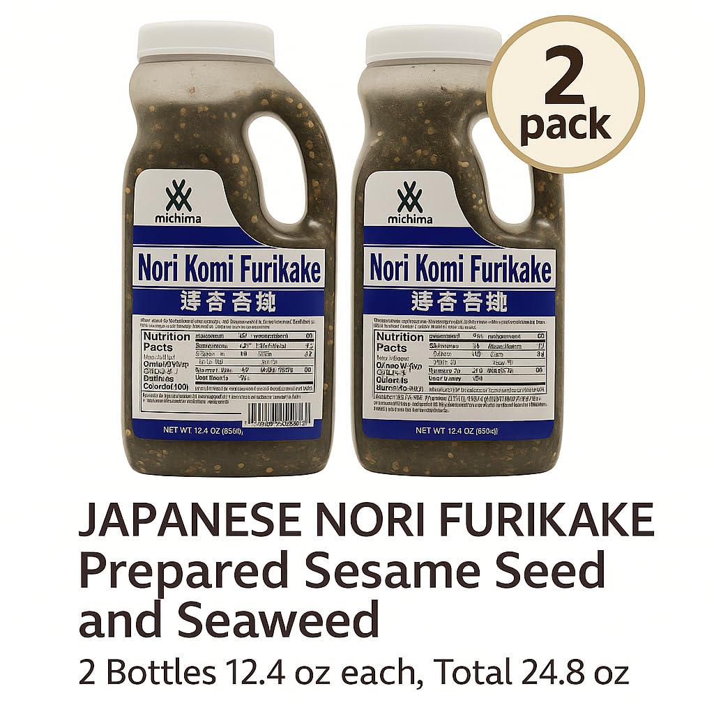 Nori Komi Furikake Rice Seasoning, Japanese Seaweed & Sesame Mix, 2-Pack (12.4 oz Each), No MSG, Bulk Size, Local Hawaiian Favorite, Topping for Rice, Popcorn, Musubi & Snacks