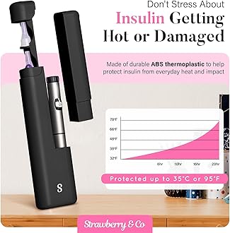 STRAWBERRY & CO Insulin Cooler Travel Case - Built-in Sharps Dispenser & Temperature-Control Organizer- TSA Approved Diabetic Pen Storage for Ozempic, Insulin Pens & Needles - Compact & Leak-Proof
