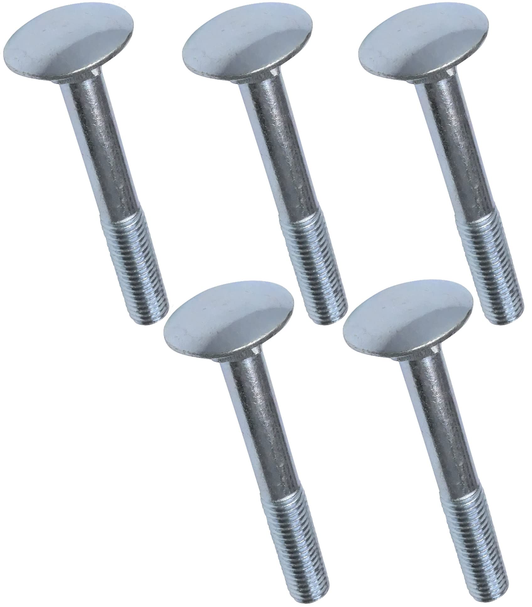 AERZETIX - C49007 - Set di 5 bulloni carrello/aratro a testa tonda con collare quadrato - bulloni a testa tonda - M8x60mm - acciaio zincato - DIN 603