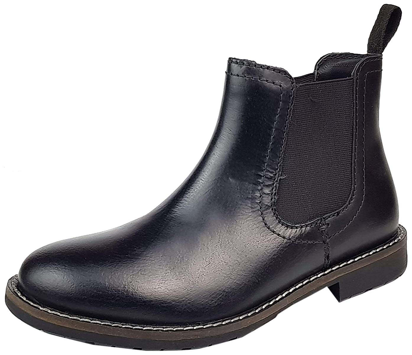 OaktrakOakham Boys Kids Tan Brown Black Leather Pull on Chelsea Dealer Boots