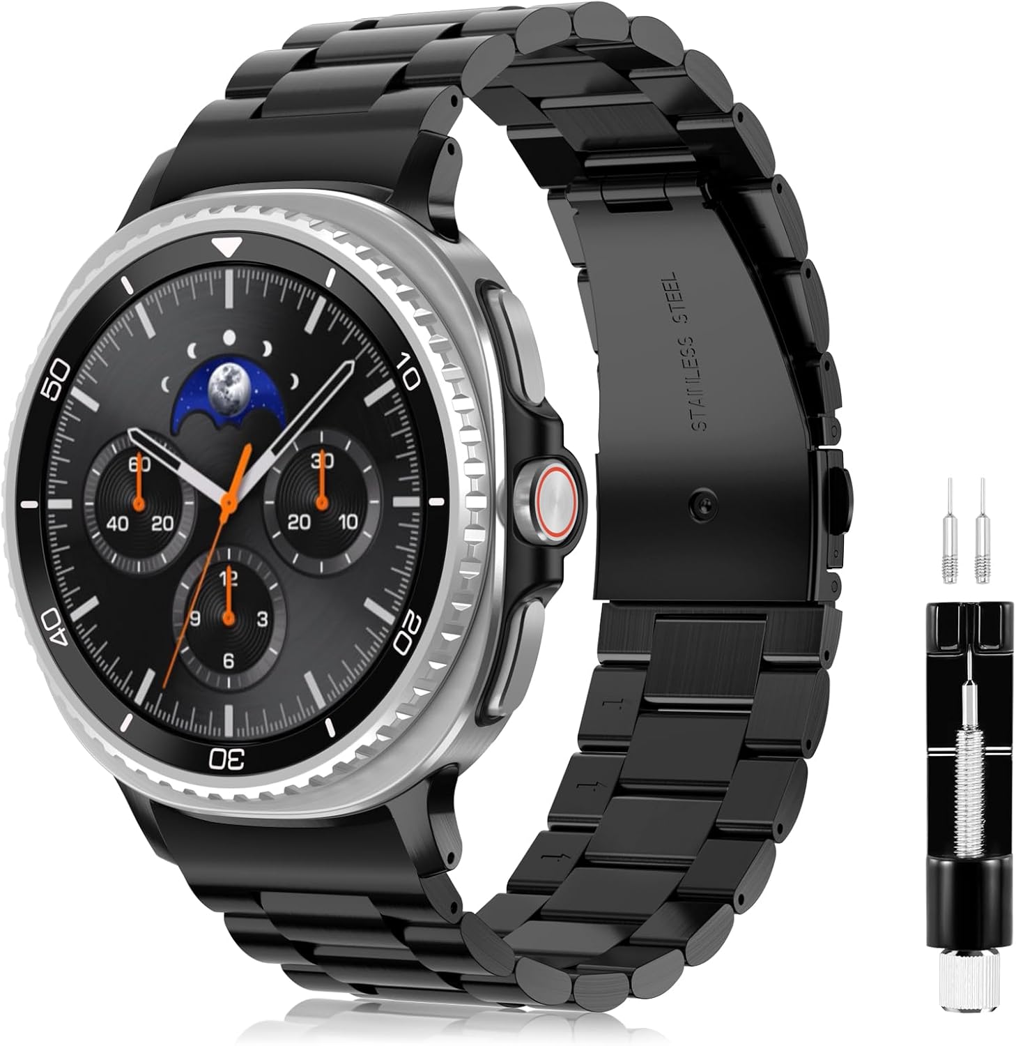 Fintie Metal Band Compatible with Samsung Galaxy Watch 8 40mm 44mm/Classic 46mm 2025, Premium Business Stainless Steel Bands Replacement Bracelet Strap, Not for Other Models, Black