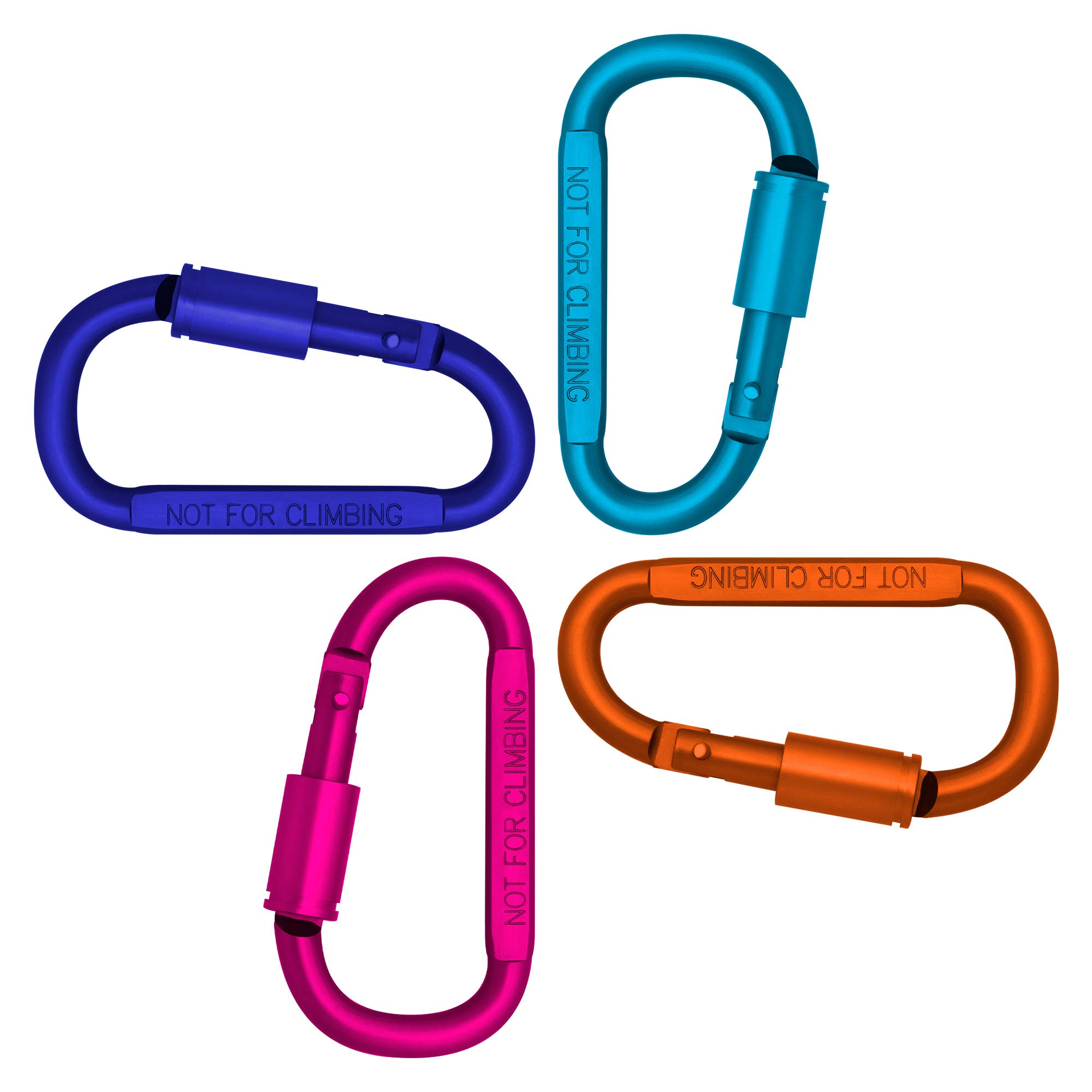 ABCOOL4PCS Screwgate Lock Keychain Clips Carabiner - 8 cm Aluminum Durable D-shape Spring Loaded Clip for Home, Rv, Camping, Fishing, Hiking, Traveling and Sports Outdoors