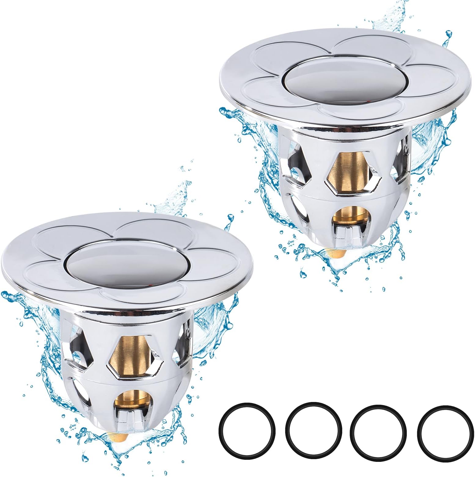 Tappo Pop-Up Universale Per Lavandino - Con Filtro E Design Floreale - Foto 3