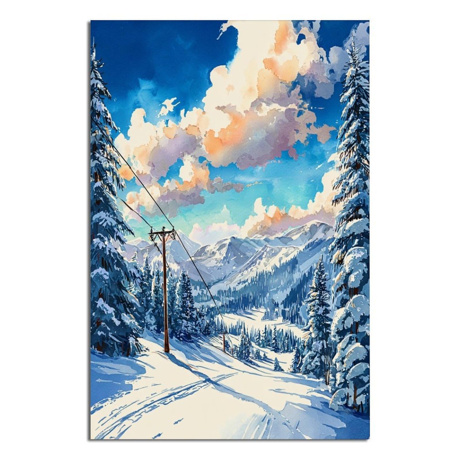 Snowbird Utah Ski Poster 20x30inch(50x75cm) Vintage Watercolor Canvas Art